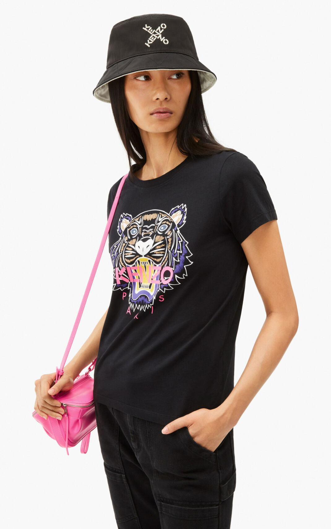 T Shirt Kenzo Tiger Femme Noir | FHYQ-90863